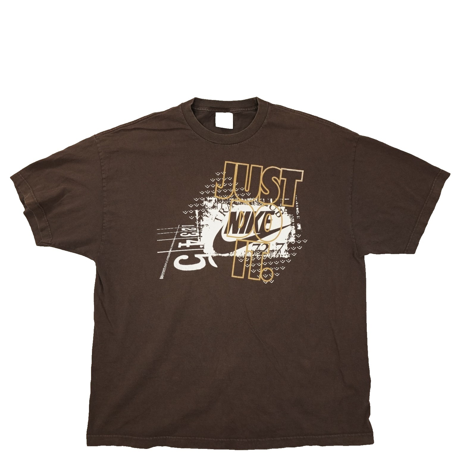 Nike Vintage Y2k Graphic T Shirt Men's Xxl Brown Just Do It Streetwear